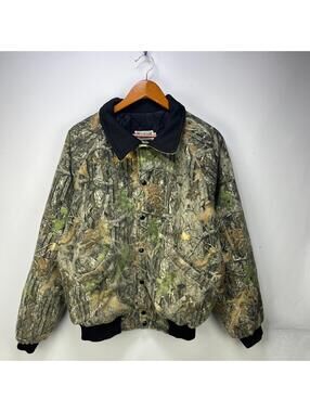 Vintage 90s Walls Tree Camo Quilted Bomber Jacket Large